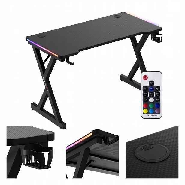 Školní herní Stůl Huzaro Malé Pro Mládež 120x60 cm Led Rgb Úchytky