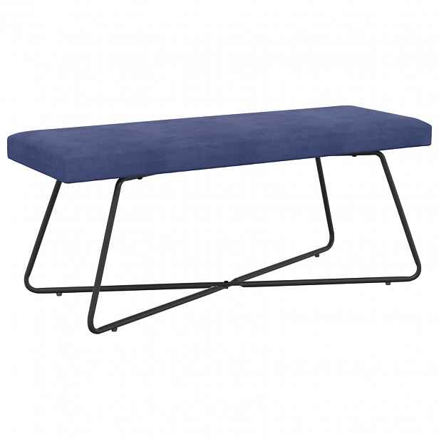 vidaXL lavice Policová modrá 110 x 40 x 45 cm Samet