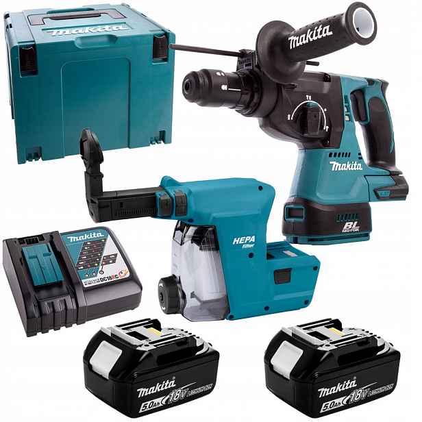 Vrtačka Sds+ 18V 2J Makita DHR243RTJ se systémem odsávání prachu DX07