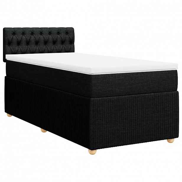 vidaXL Box spring postel s matrací černá 90x200 cm textil