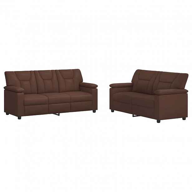 vidaXL Set pohovek 2 pcs Hnědá Umělá kůže