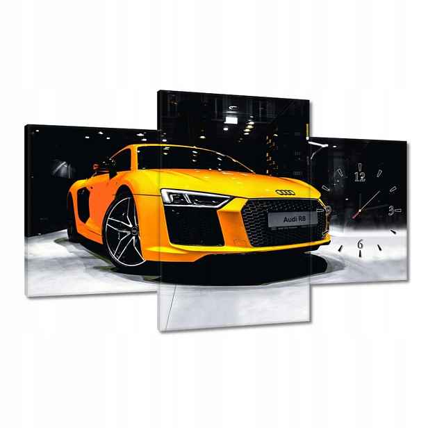 Hodiny 100x60 Žluté Audi R8