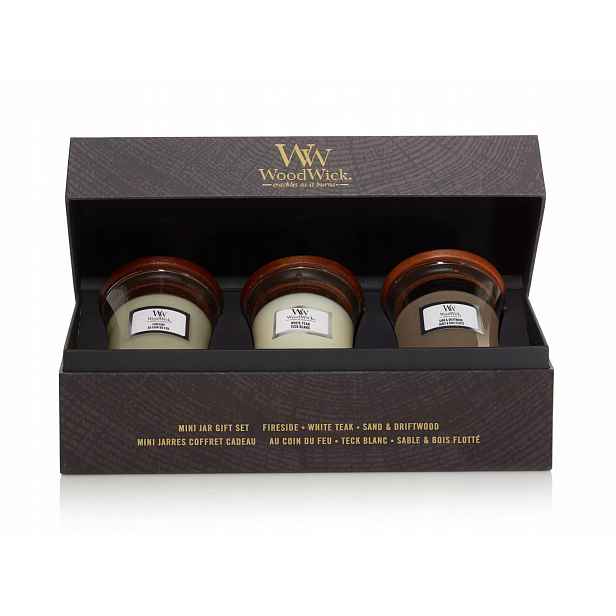 Dárková sada – Woodwick – Woody – 3 malé vonné svíčky