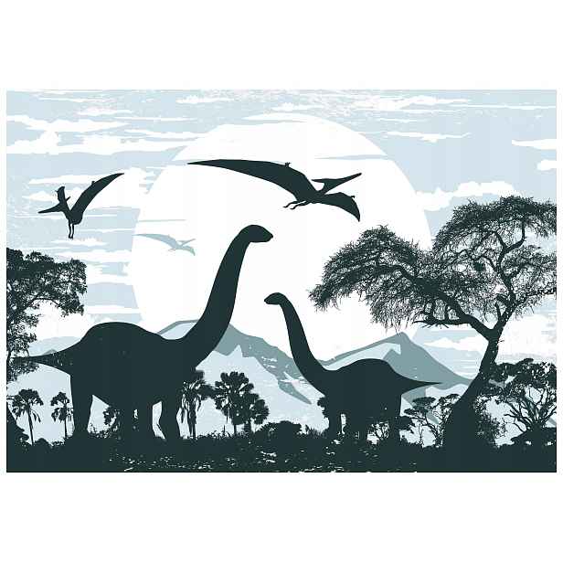 Fototapeta Dinosauři šedo-modré hory minimalismus 368x254 lepidlo