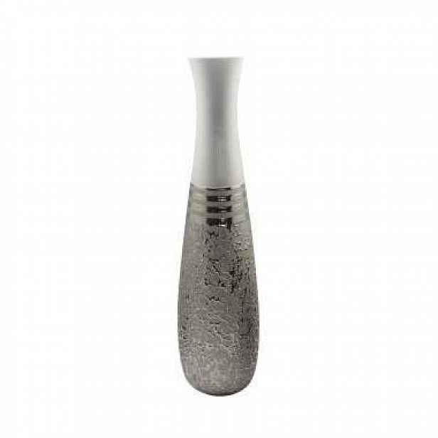 Váza/lahev úzká ST.LOUIS keramika stříbrná-bílá 51,5cm