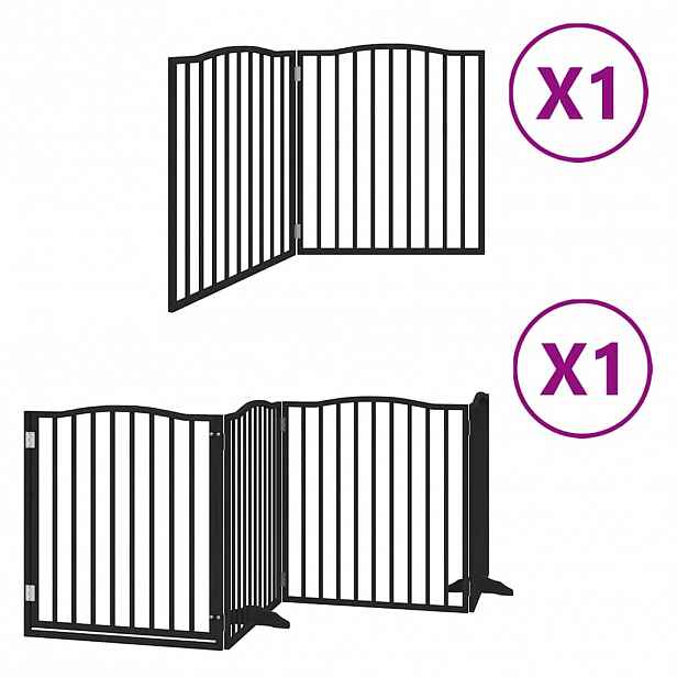vidaXL Zábrana pro psy s dvířky skládací 6 panelů černá 480 cm topol