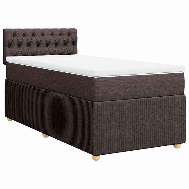 vidaXL Box spring postel s matrací tmavě hnědá 90x200 cm textil
