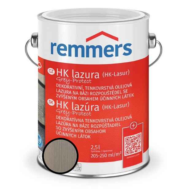 Lazura tenkovrstvá REMMERS HK lazura Grey Protect vodově šedá 0,75 l
