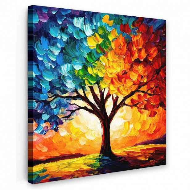MuchoWow OBRAZ NA PLÁTNĚ Strom - umění - příroda - západ slunce 20x20 cm