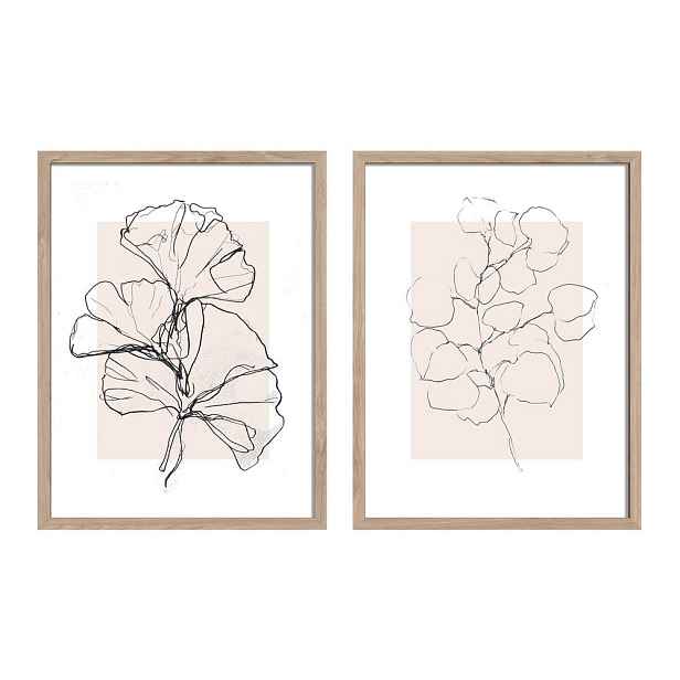 Tištěné obrazy v sadě 2 ks s rámem 30x40 cm Floral Set – Styler