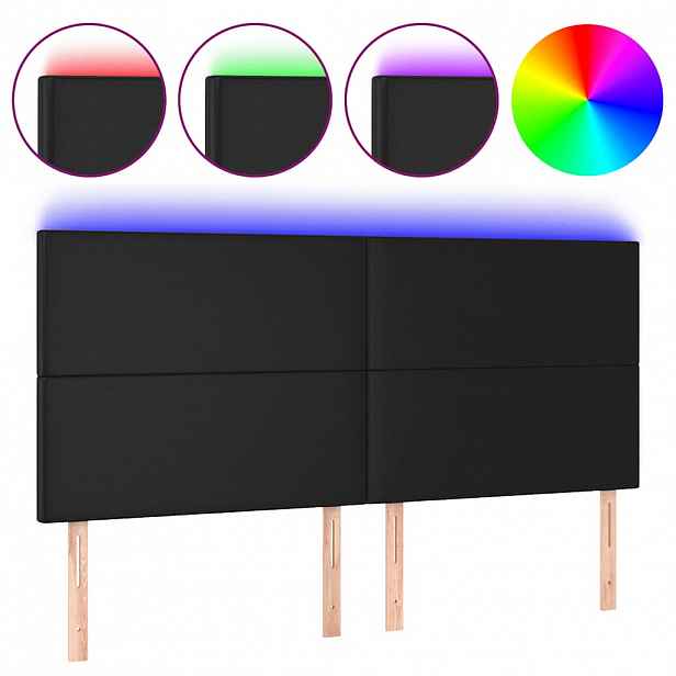 vidaXL Čelo postele s LED černé 200x5x118/128 cm umělá kůže