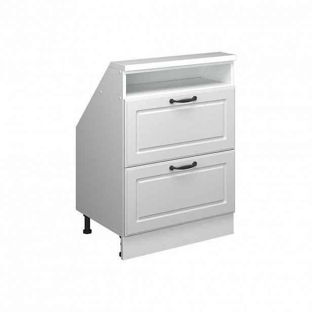 Vicco KUCHYŇSKÁ SKŘÍŇKA POD ŠIKMOU STŘECHU R-Line Bílý venkovský dům 60 cm se 2 zásuvkami
