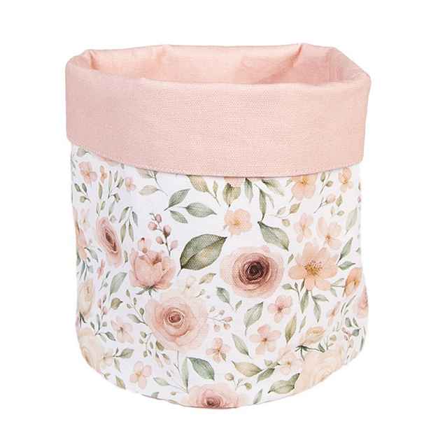 Bílý látkový košík s růžemi Soft Romantic Blush - Ø 15*16 cm Clayre & Eef
