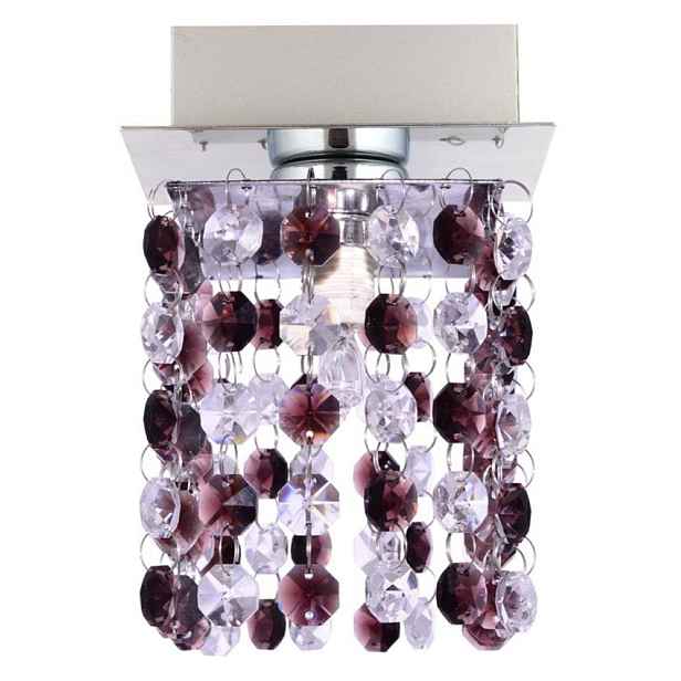 Stropní lampa G9 Classic chrom/vínová křišťálová