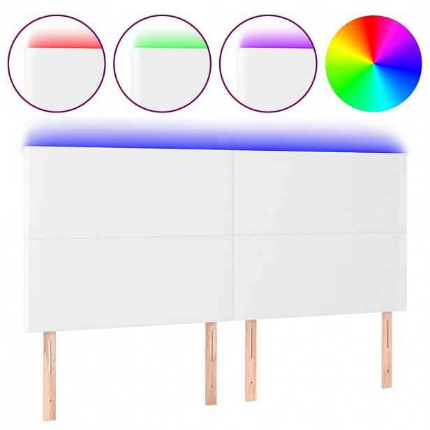 vidaXL Čelo postele s LED bílé 200x5x118/128 cm umělá kůže
