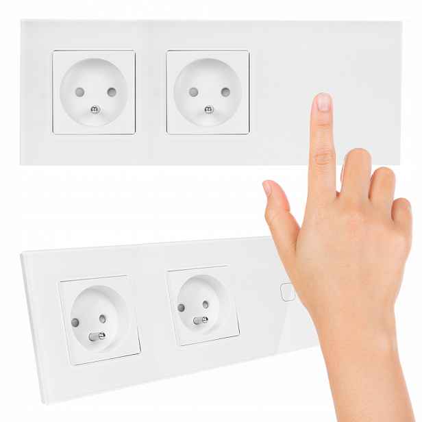 Skleněný Led dotykový spínač dvojitá Elektrická Zásuvka s čepem