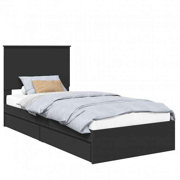 vidaXL Postel s úložným prostorem Černá 90 x 190 cm Kompozitní dřevo