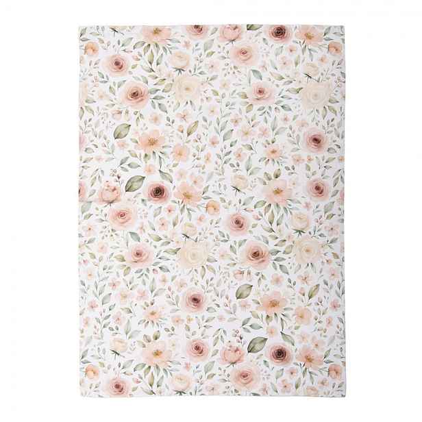 Bílá bavlněná utěrka s růžemi Soft Romantic Blush - 50*70 cm Clayre & Eef