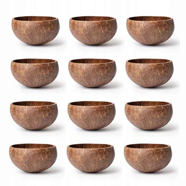 Nádoba na svíčky Kokos slupka přírodní průměr 9-11 cm 200-300 ml 12 kusů