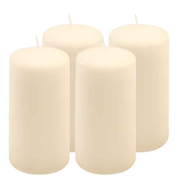 Nexos hladké parafínové sloupové svíčky 15 x 7,5 cm 4 ks 530 g/ks krémová