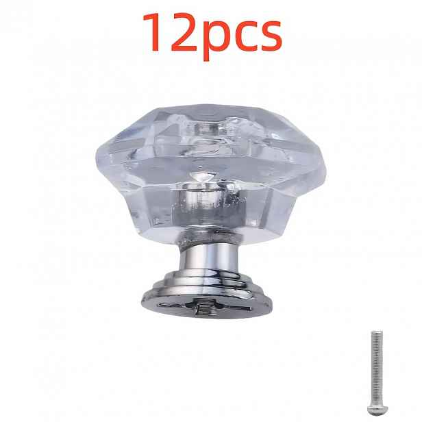 TEMU 12 ks Průhledné bílé žluté úchytky do zásuvek - 24mm průsvitné akrylové knopky na skříňky, moderní minimalistický kování do kuchyně, koupelny,