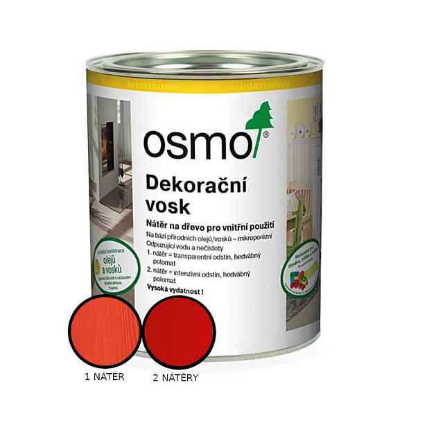 Vosk dekorační Osmo 3104 intenzivní červený RAL 3000 0,125 l