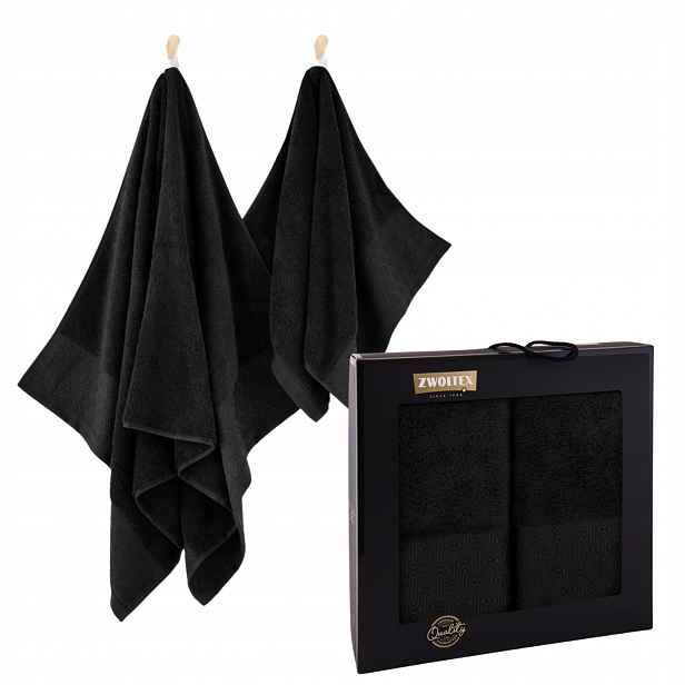 Zwoltex Artdeco Ručník 2ks bavlna egyptská černá 450g 50x90+ 70x140