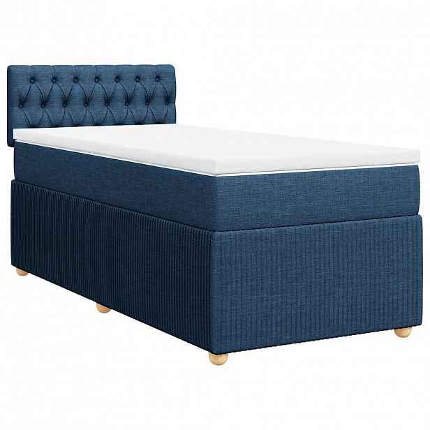 vidaXL Box spring postel s matrací modrá 90x200 cm textil