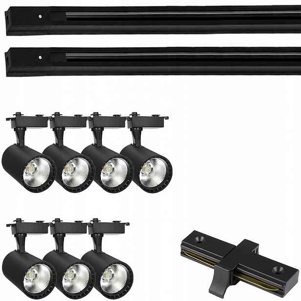 7 X Led Kolejnicový Reflektor S Hotovým Osvětlovacím Systémem Kolejnicový Kabel