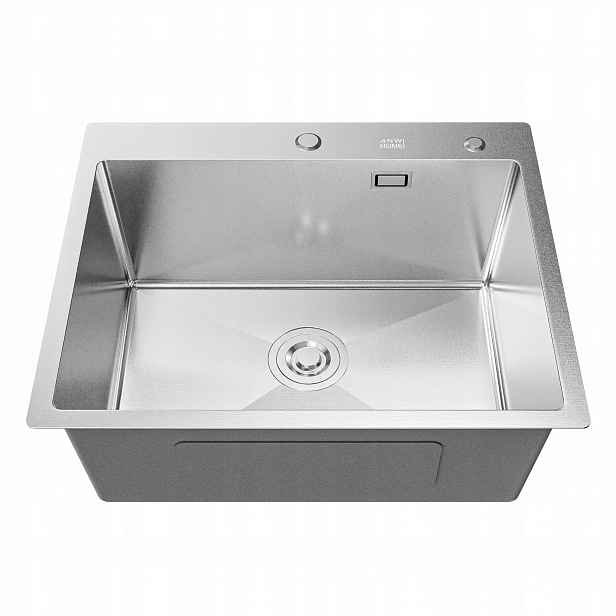 Dřez Ocelové 60X50 CM Inox Jednokomorové, Hloubka 22 CM