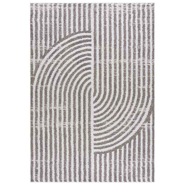 Koberec do obývacího pokoje béžový 160x230 cm, geometrické oblouky, moderní, měkký