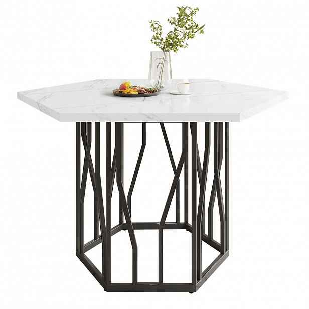 Modfu JÍDELNÍ stůl 115,5x100x75 cm černá/bílá z MDF a oceli se šestihrannou deskou