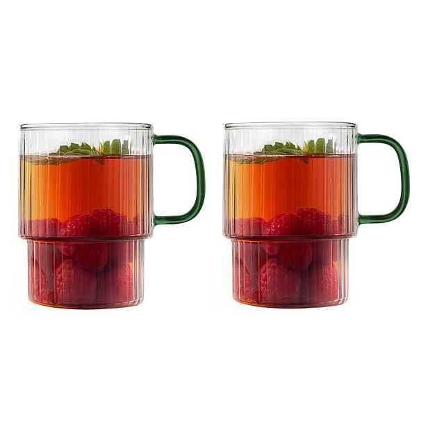 Zelené skleněné hrnky v sadě 2 ks na cappuccino 350 ml Livio – Vialli Design