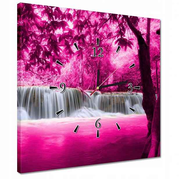 Nástěnné hodiny 40x40 Růžový vodopád