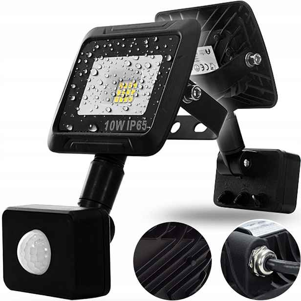 2X Led Halogenový Zářič 10W IP65 Venkovní Lampa S Pohybovým Senzorem
