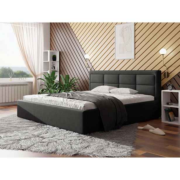 Manželská postel s úložným prostorem a roštem 180x200 PALIGEN 2 - šedá 1