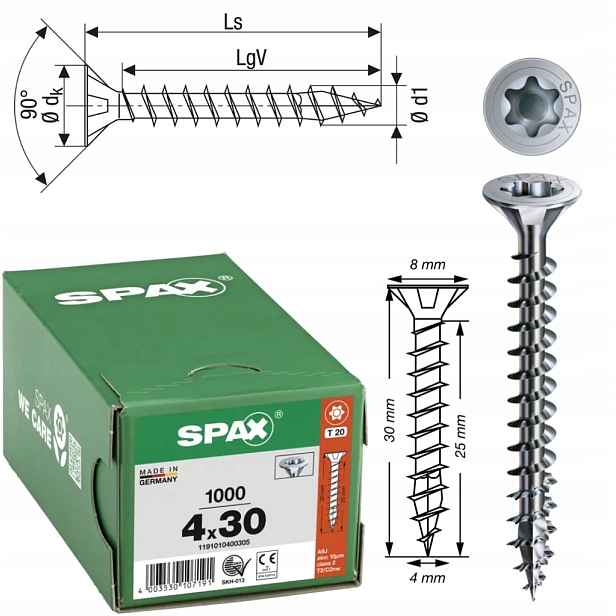Univerzální šroub Wirox Spax 4x30 mm 1000 ks