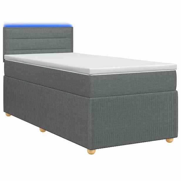 vidaXL Postel boxspring s matrací s čelo Tmavě šedá 80 x 200 cm Textil