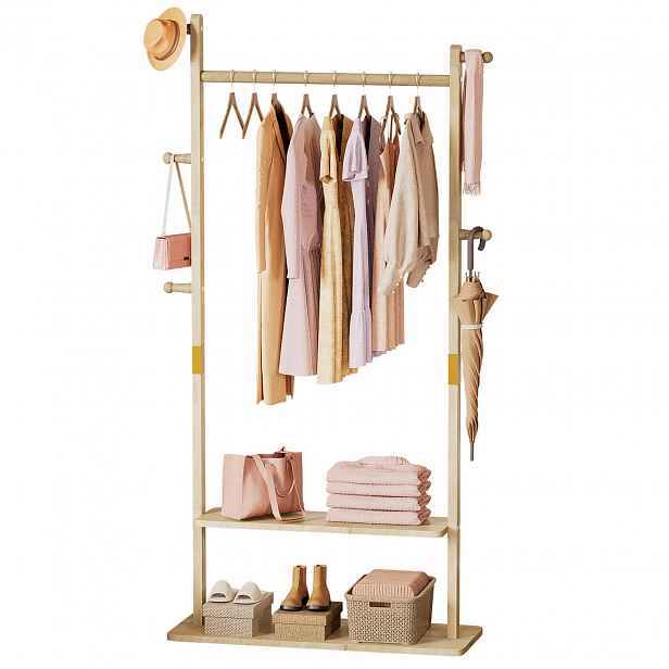 Dřevěný věšák Model Classic Dřevo 78x1625x27 cm 2 police, 5 háčků
