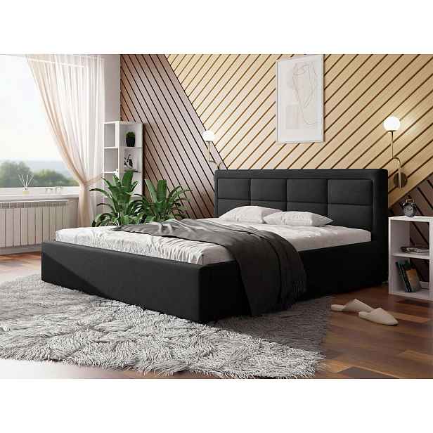 Manželská postel s úložným prostorem a roštem 180x200 PALIGEN 2 - černá