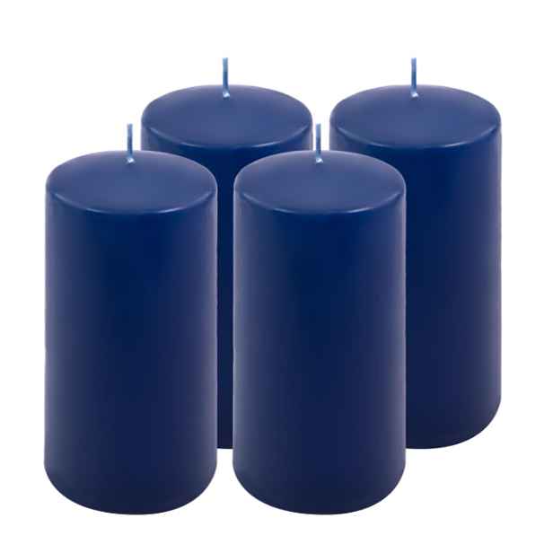 Parafínové hladké sloupové svíčky 15 x 7,5 cm 4 ks cca 530 g modrá