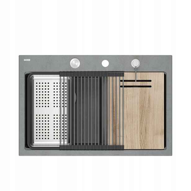 Quadron Marc 120 Dřez 2-komorový 76x50x22 cm Sada Stříbrná Ocel Elem