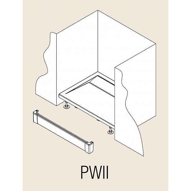 RONAL ILA - Hliníkový přední panel pro obdélníkovou vaničku, I-panel, 1 strana, 1500 mm - barva černá matná PWII15006