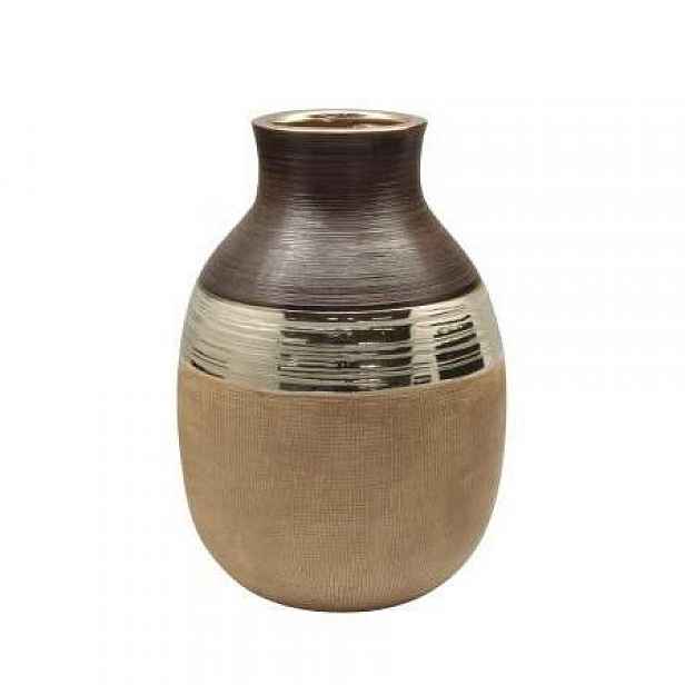 Váza kulatá úzké hrdlo BRADORA keramika hnědá 27,5cm