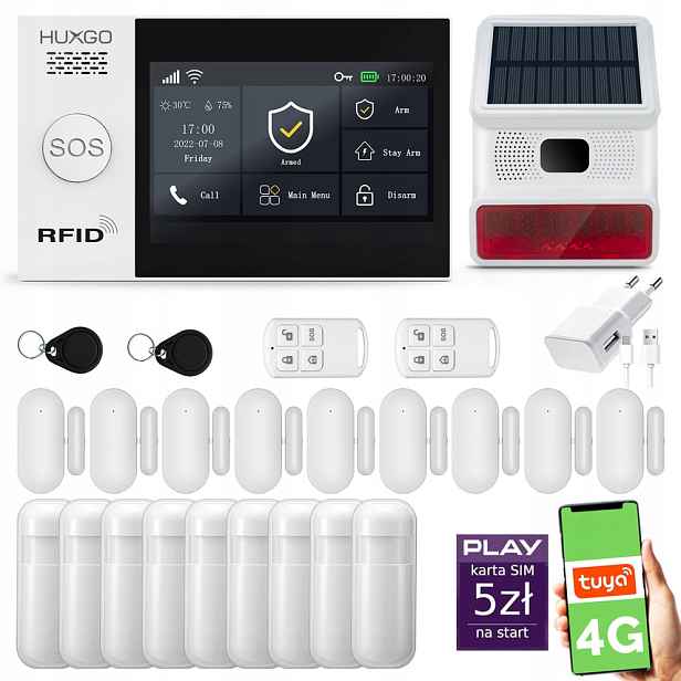 Bezdrátový alarm WiFi Gsm 4G, Tuya, sada alarmu Huxgo HXA007 R9D9