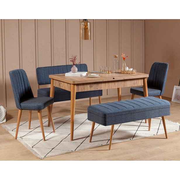 Jídelní set s rozkládacím stolem a židlemi (5 kusů) Vina 1048 - 4 - Atlantic, Dark Blue
