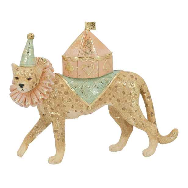 Vánoční Figurka Leopard cirkusový 14 cm, dekorace, ozdoba pastelová růžová