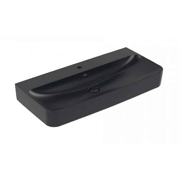 Villeroy & Boch Finion - Umyvadlo 100x47 cm, bez přepadu, otvor pro baterii, CeramicPlus, Pure Black 41681HR7
