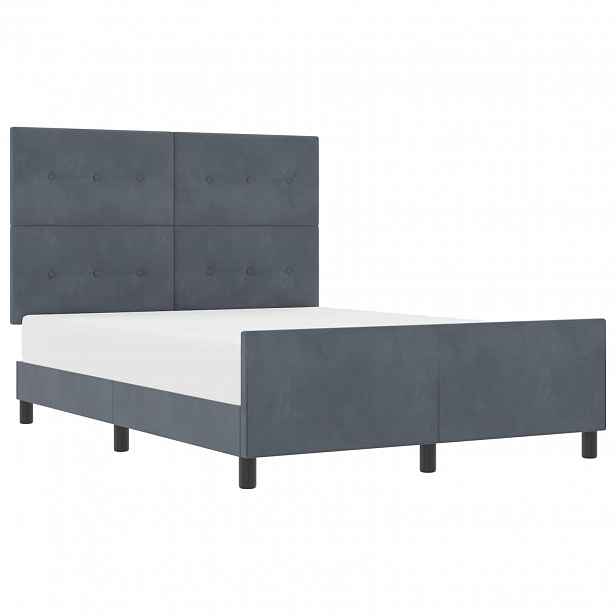 vidaXL Postel s boxspringem s čelo Tmavě šedá 140 x 190 cm samet