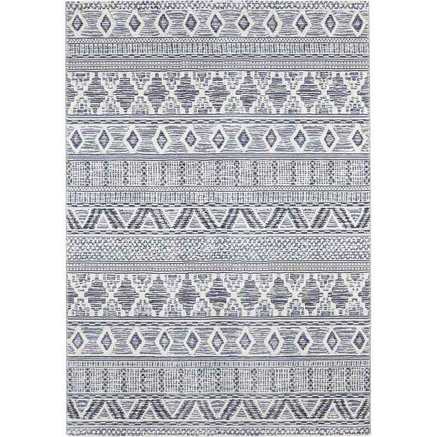 Koberec do obývacího pokoje 200x290, boho vzor, měkké plyšové štětiny, krémová světle modrá